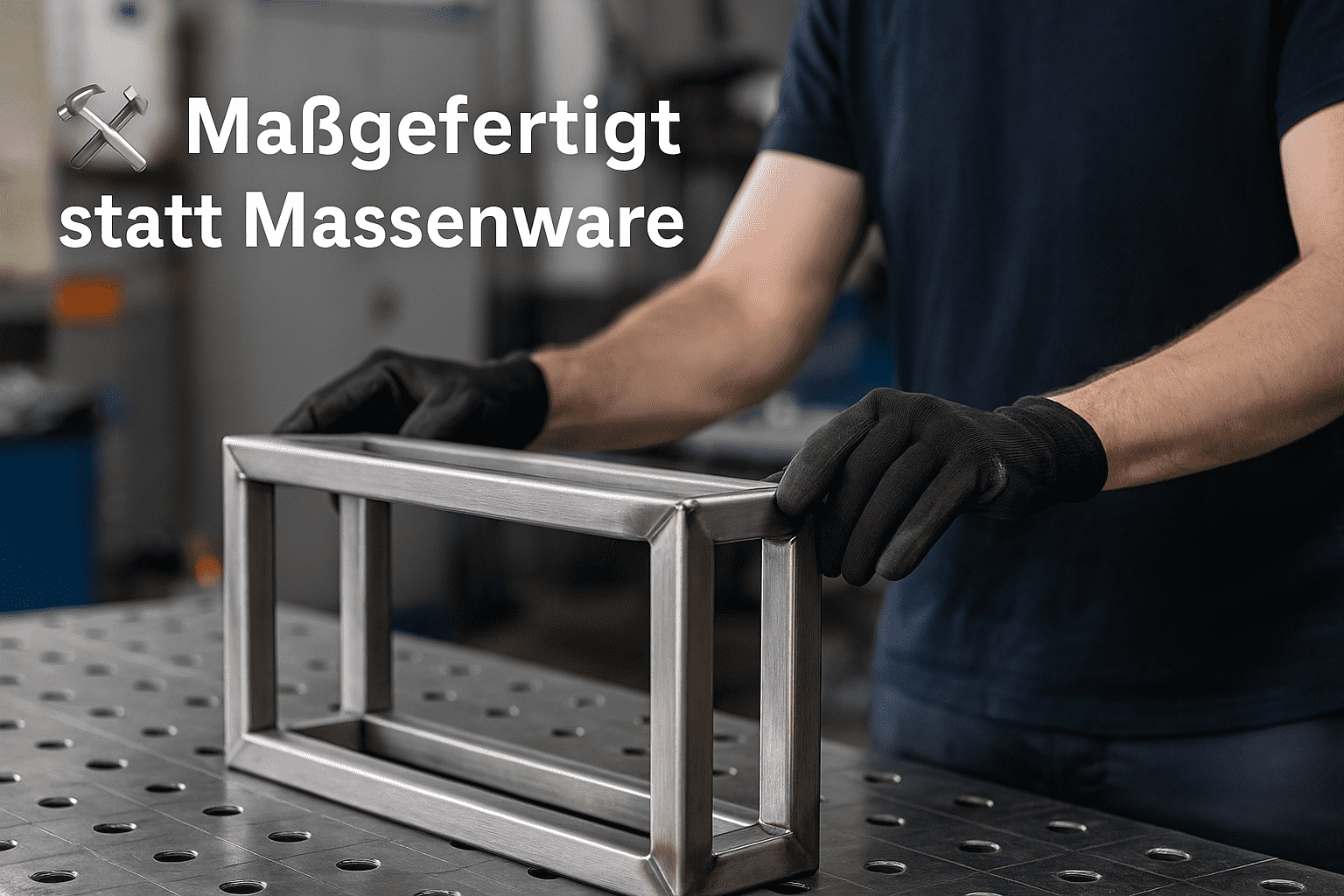Arbeiter arbeitet mit einem Metallrahmen