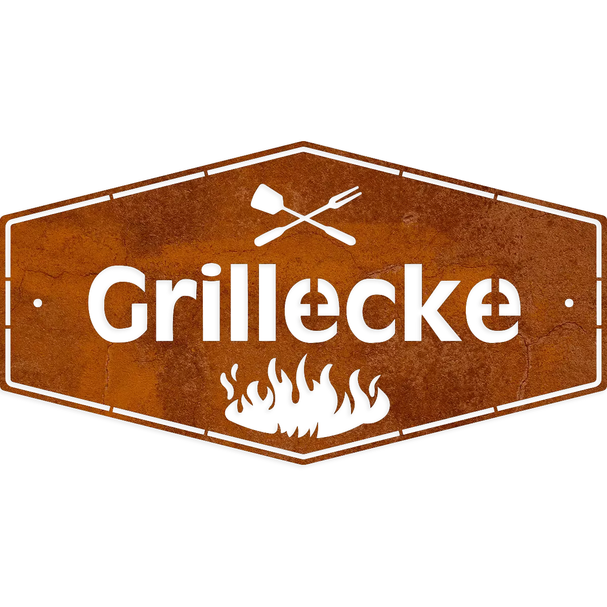 Grillecke Hängeschild – Rustikales Edelrost-Design für Deine Grillzone