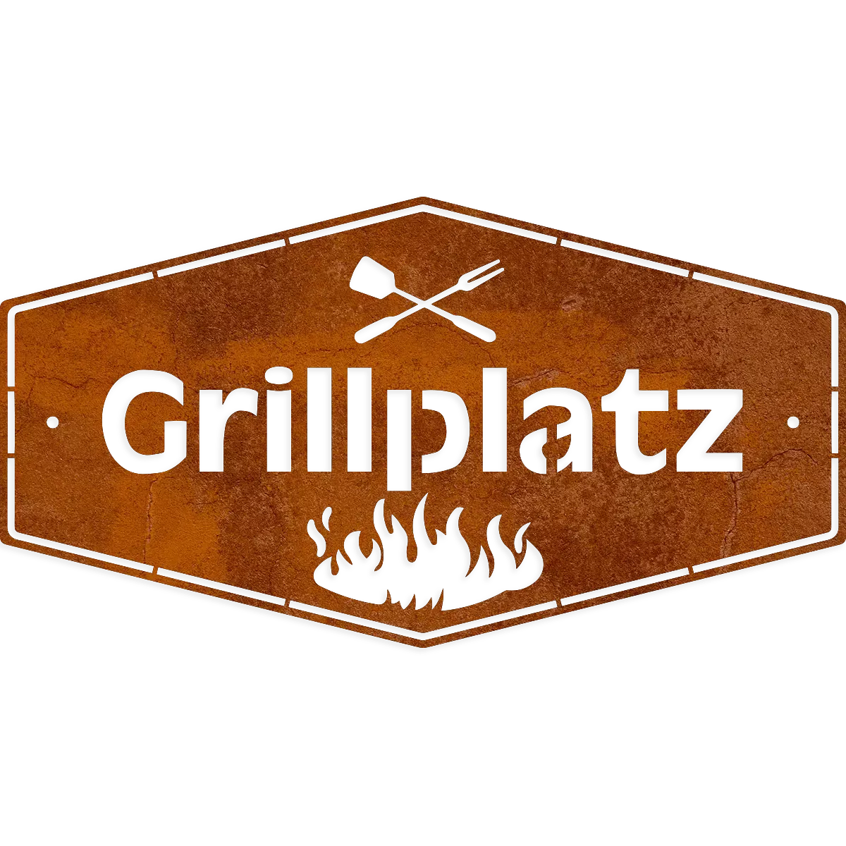 Grillplatz Hängeschild Edelrost