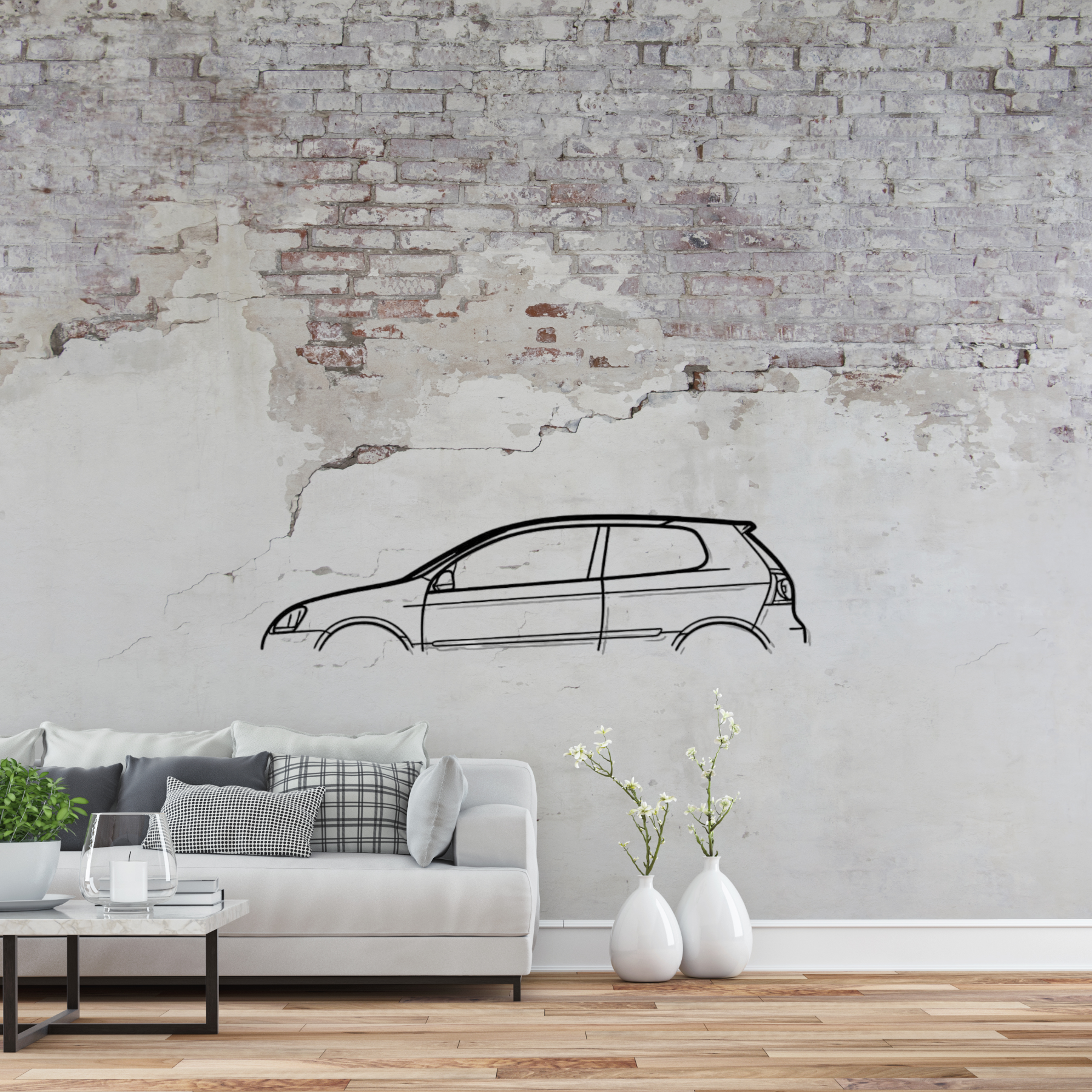 VW Golf 5 Classic - Premium Metall Wandbild
