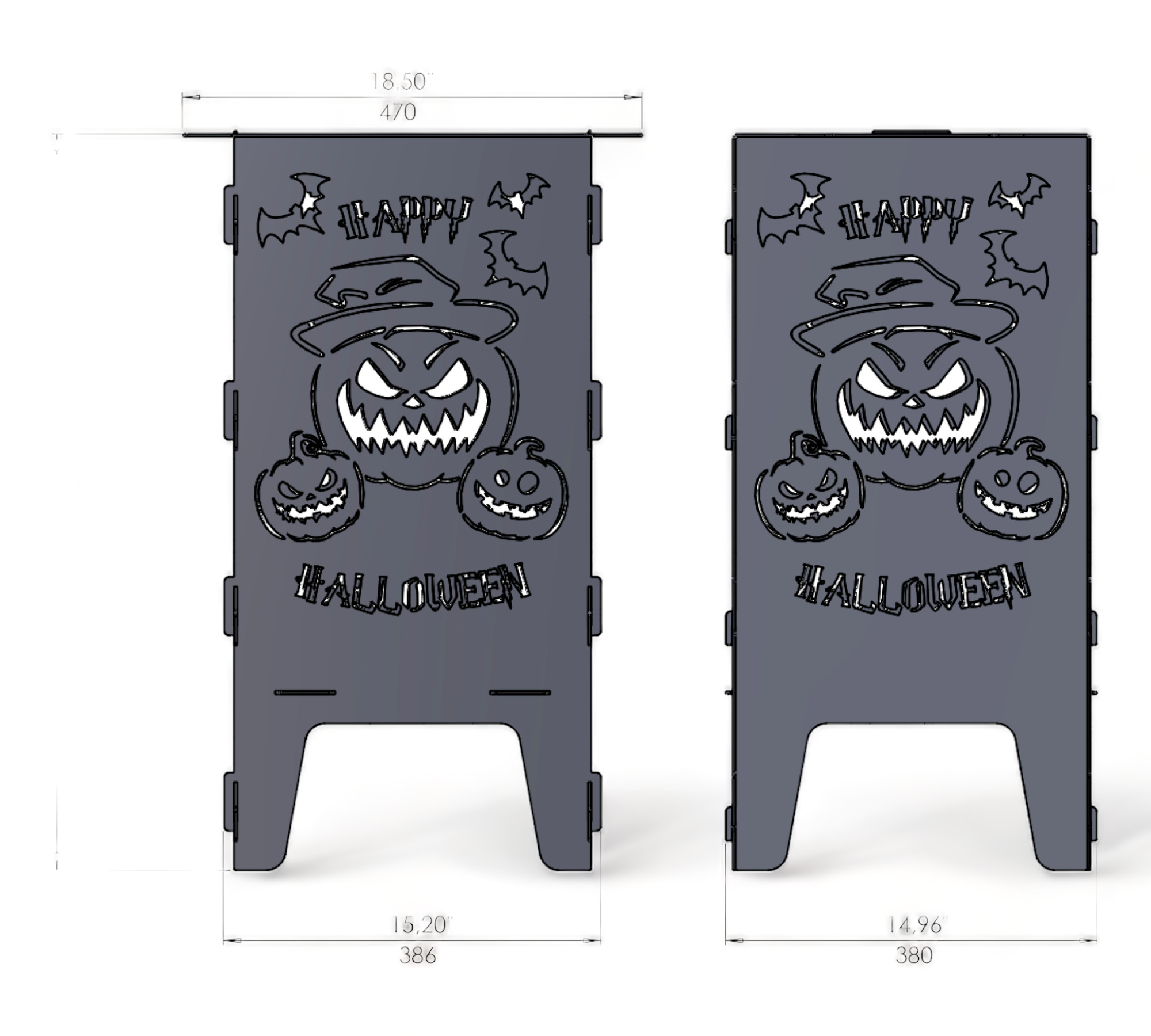 Feuertonne mit Grillrost - Halloween Motiv