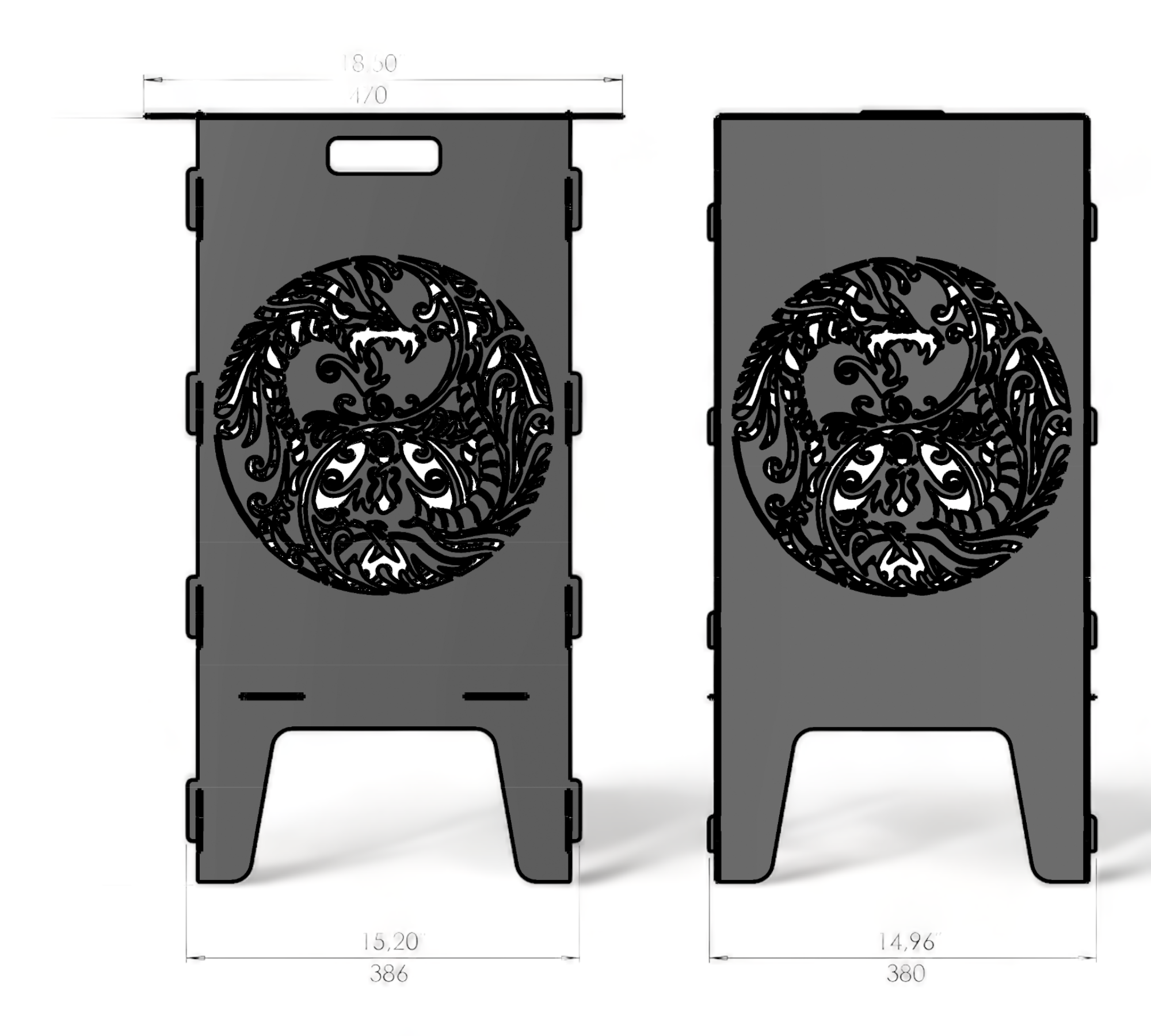 Feuertonne mit Grillrost - Ying Yang Motiv