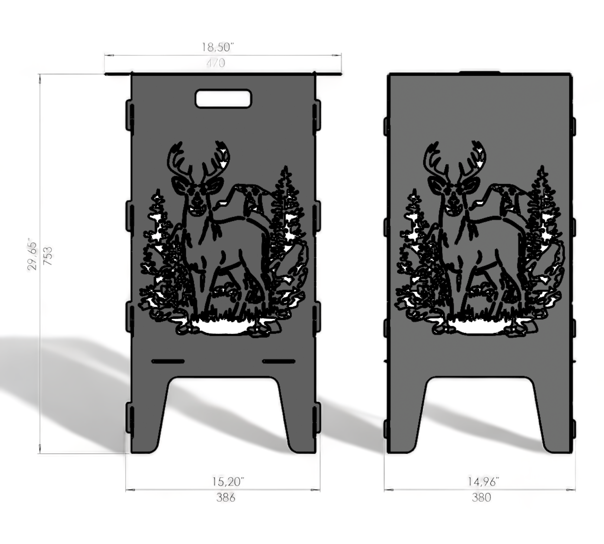 Feuertonne mit Grillrost - Hirsch Motiv