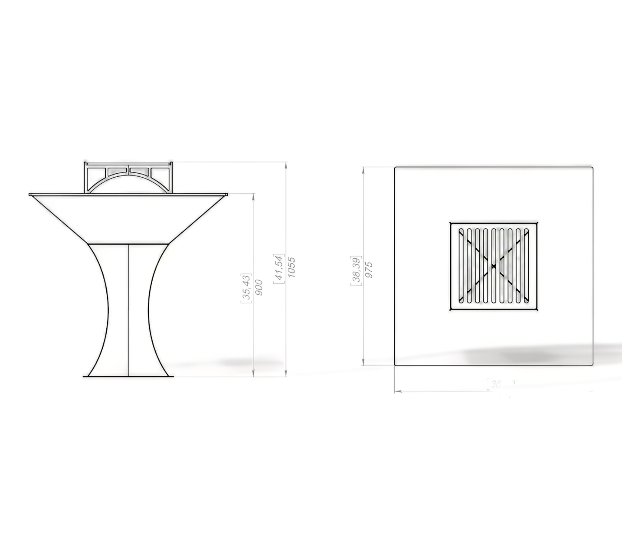 Feuersäule mit Plancha quadratisch