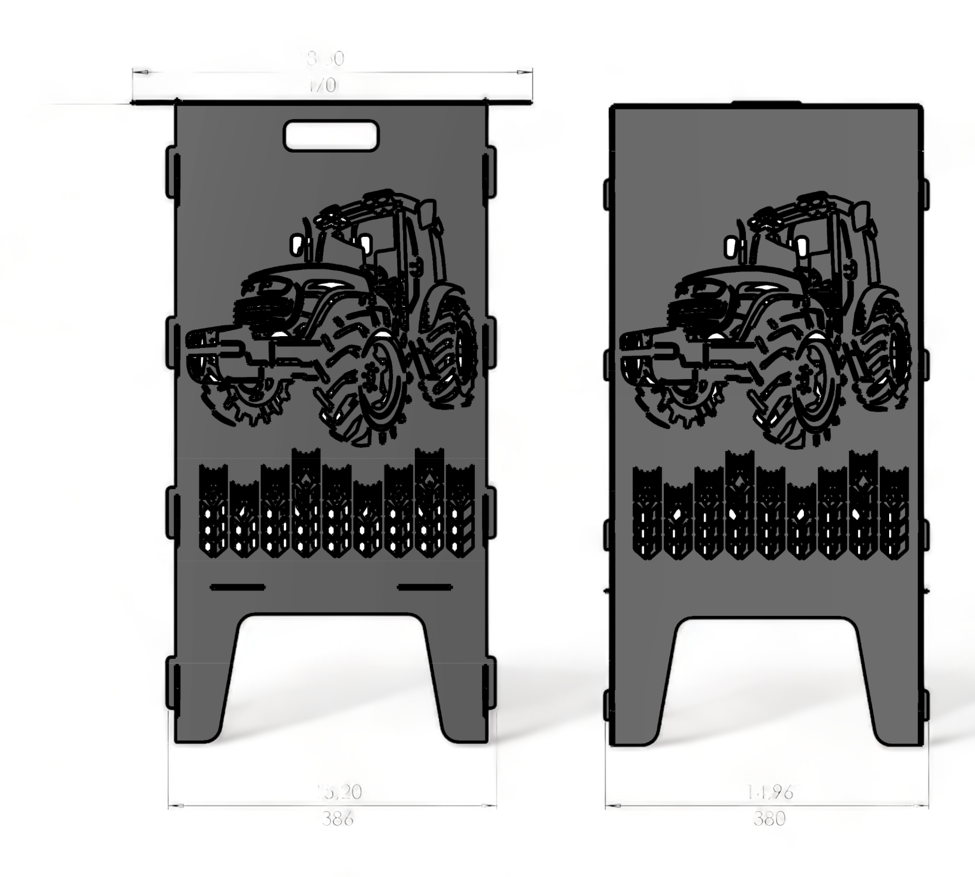 Feuertonne mit Grillrost - Traktor Motiv