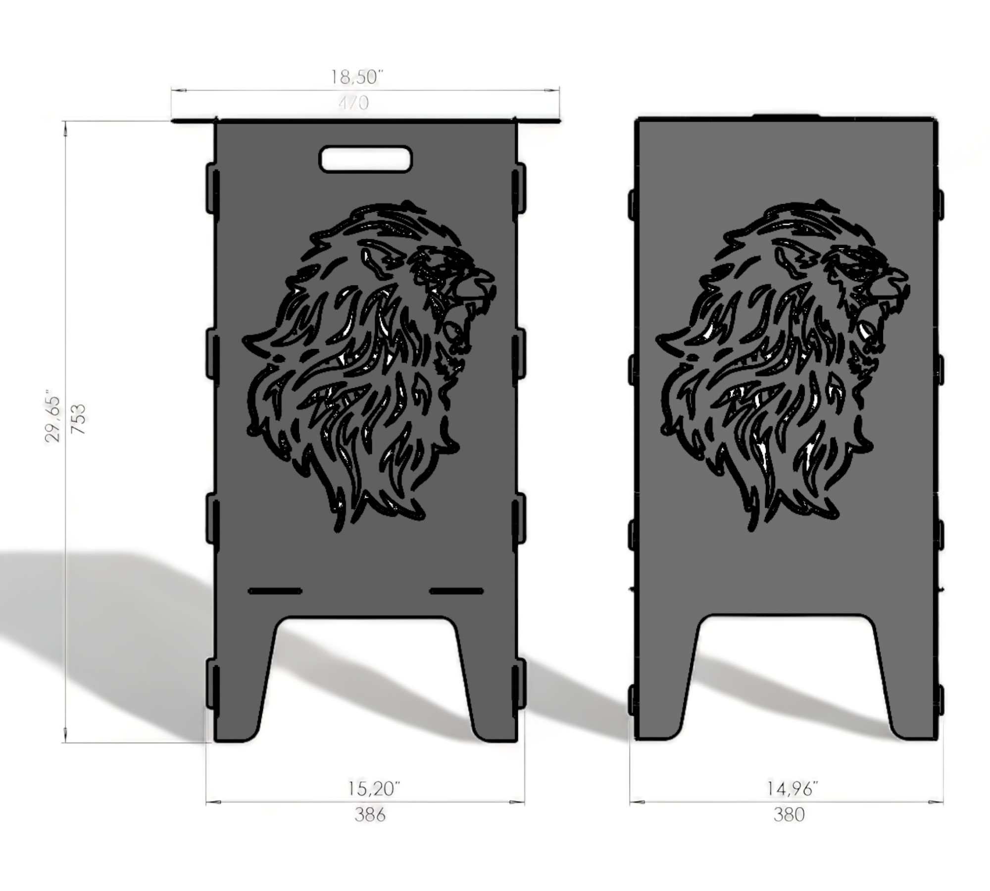 Feuertonne mit Grillrost - Löwe Motiv
