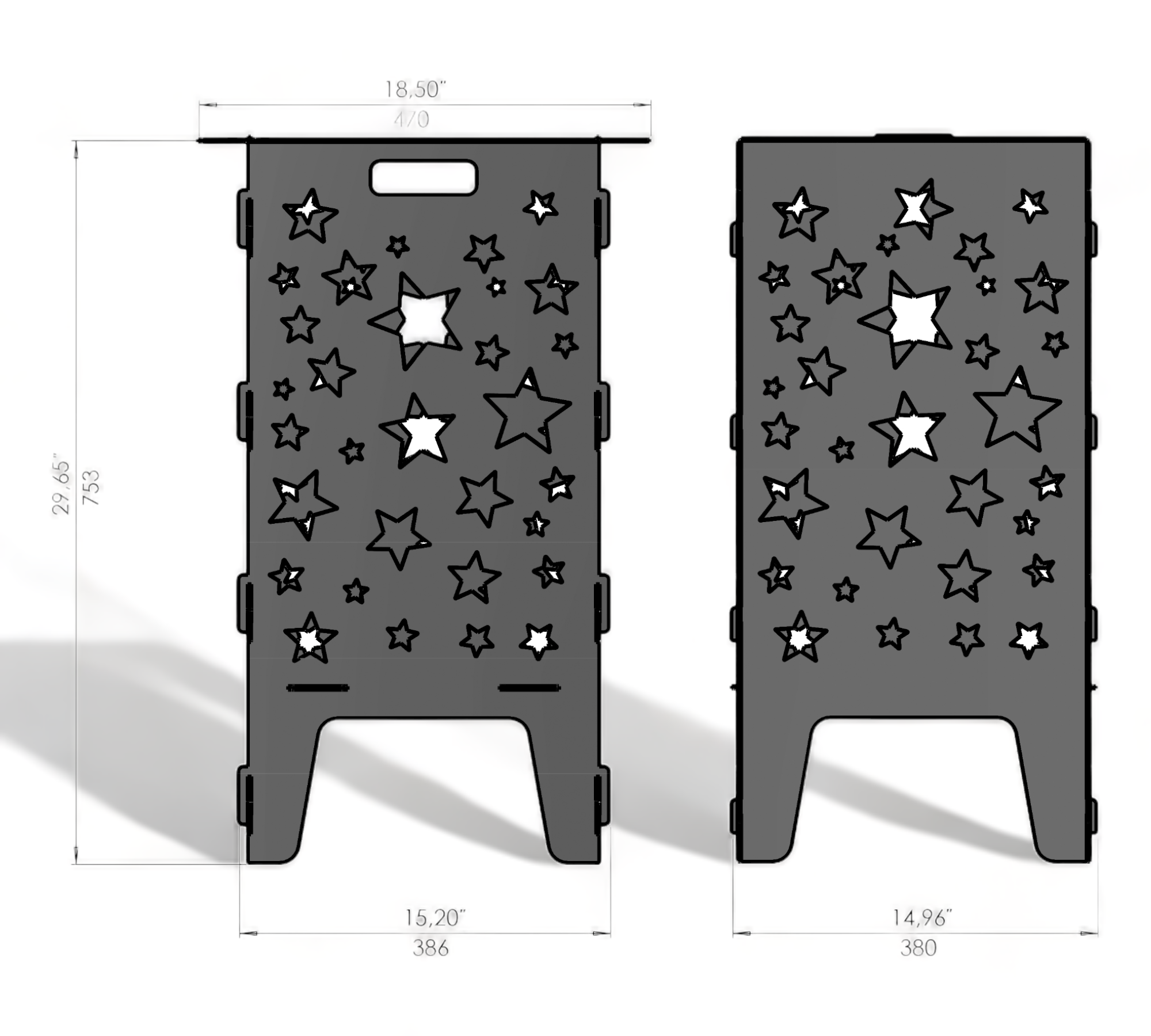 Feuertonne mit Grillrost - Sterne Motiv