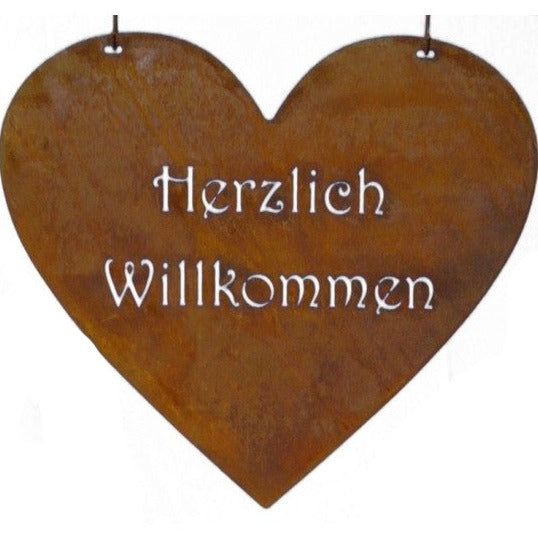 Herzlich Willkommen Hängeschild – Einladendes Edelrost-Design für Deinen Eingangsbereich