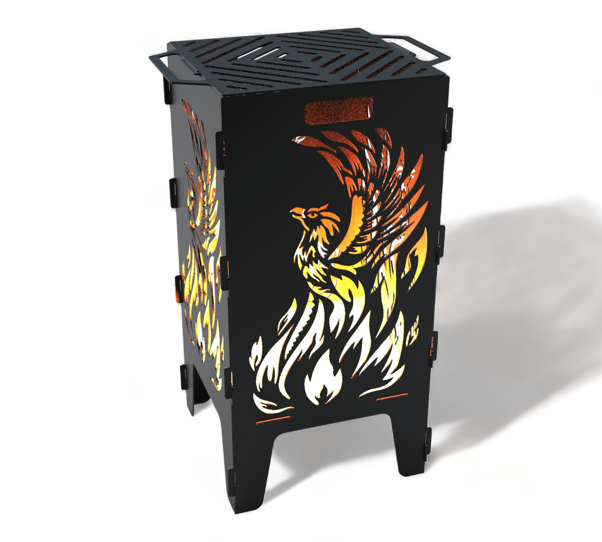 Feuertonne mit Grillrost - Phönix Motiv