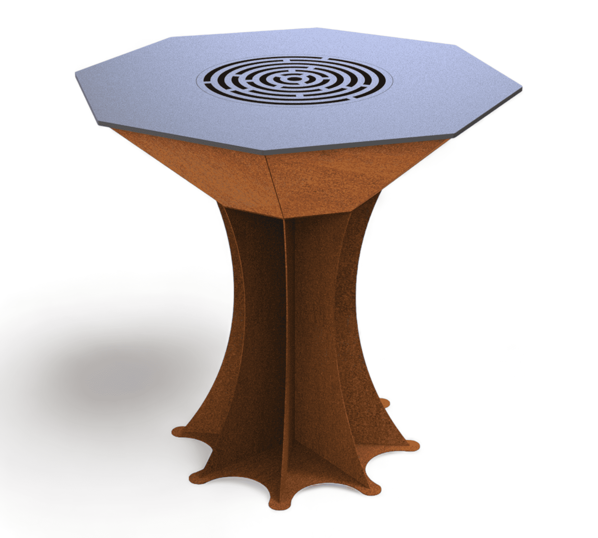 Feuersäule Oktagon mit Plancha – Stilvolle Feuerstelle mit Grillfunktion