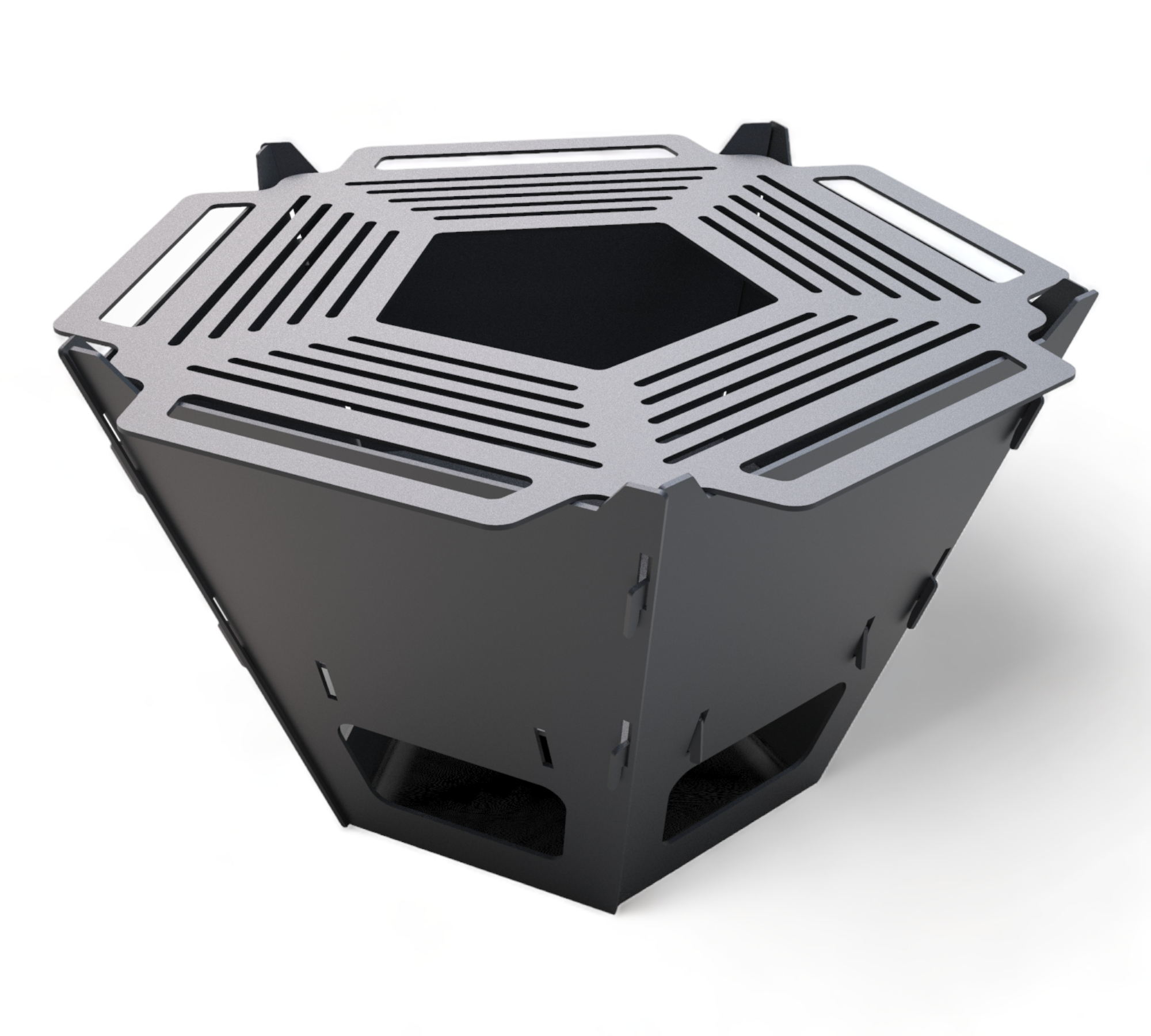 Pentagon Grill-Feuerschale – Vielseitiges Design für gemütliche Abende