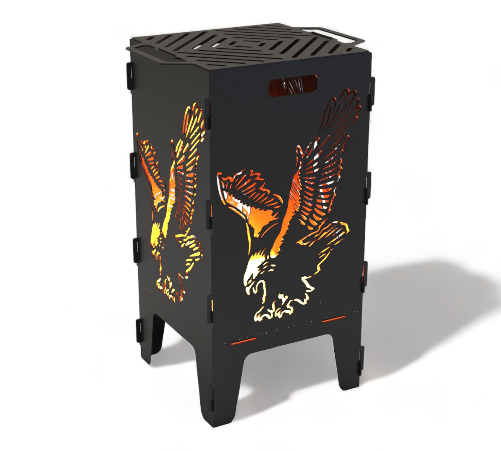 Feuertonne mit Grillrost - Adler Motiv