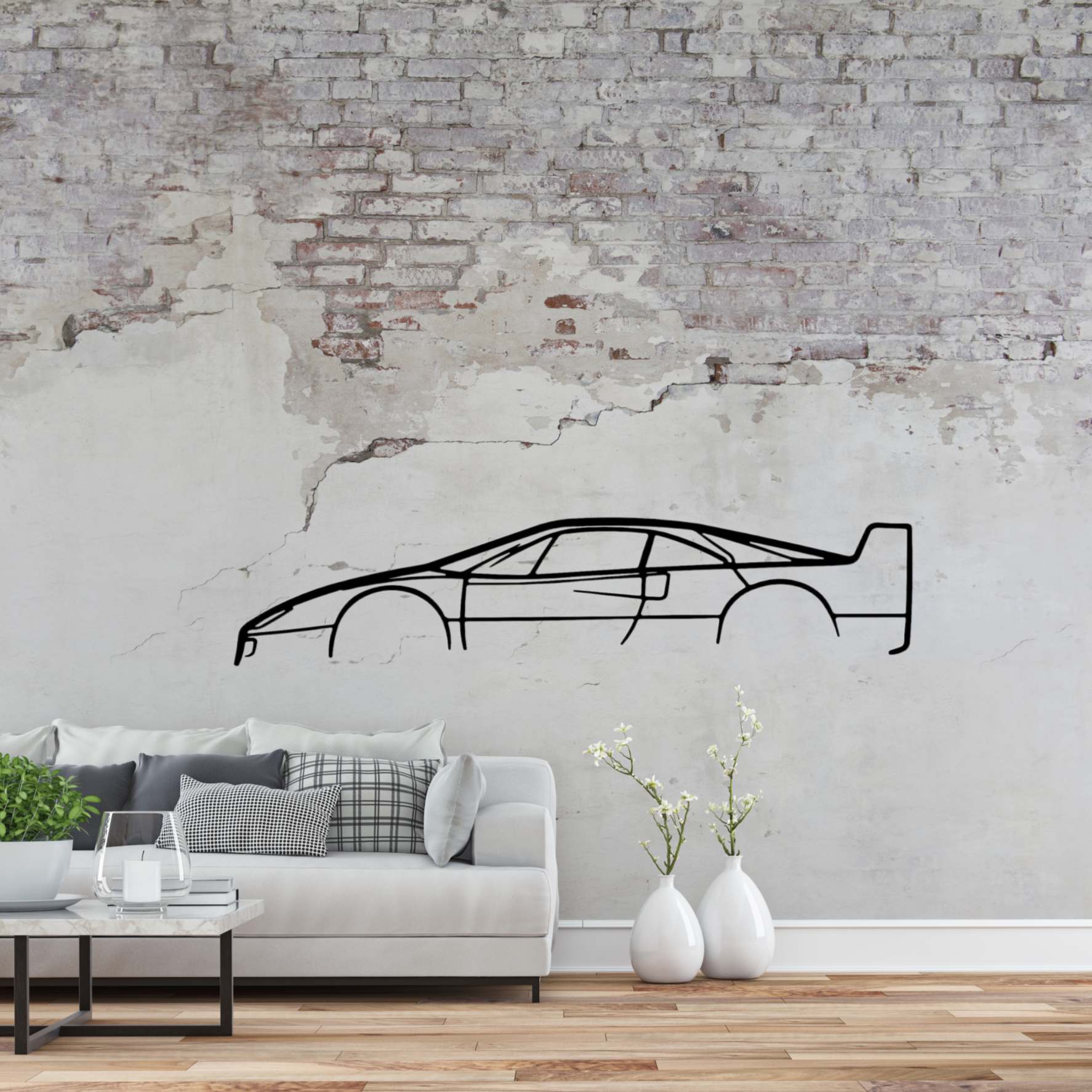 Ferrari F40 Wandbild Silhouette