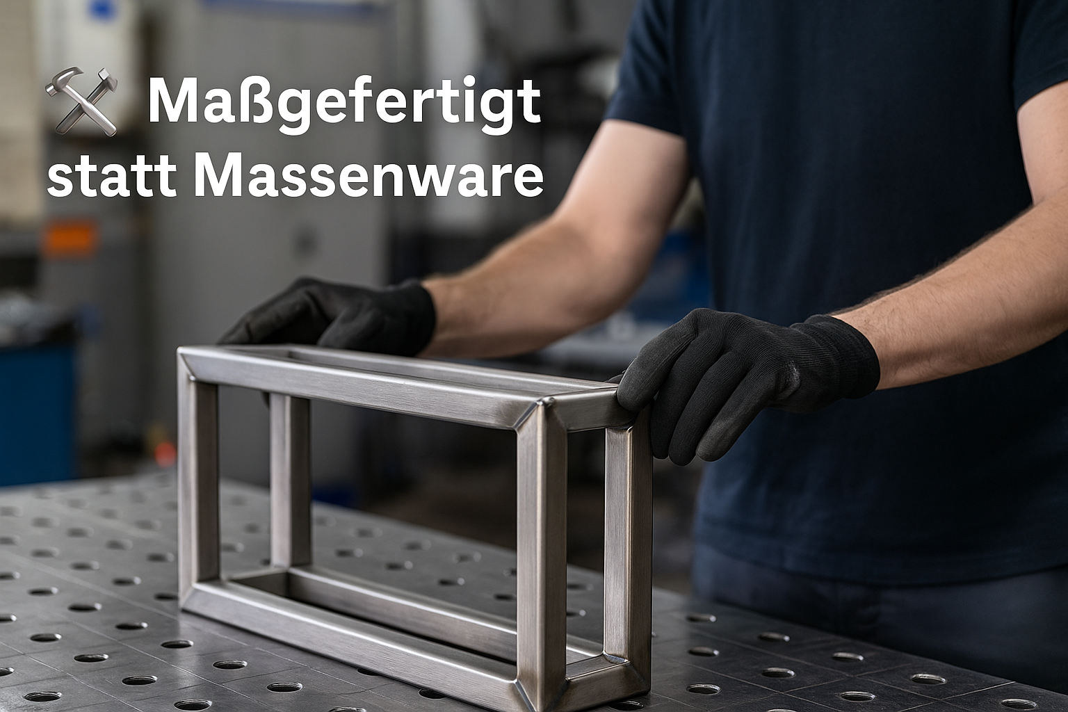 Arbeiter arbeitet mit einem Metallrahmen